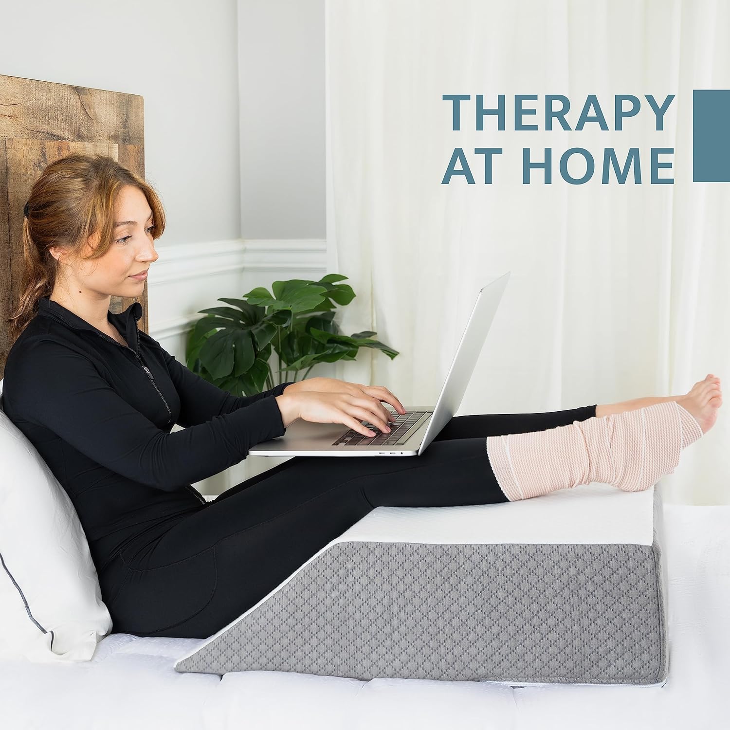 Kölbs Extra Wide Leg Elevation Pillow, Chic Jacquard Cover, XL and Wide for More Comfort Bed Wedge Pillow for Legs, Leg, Knee, Ankle Elevation Post Surgery